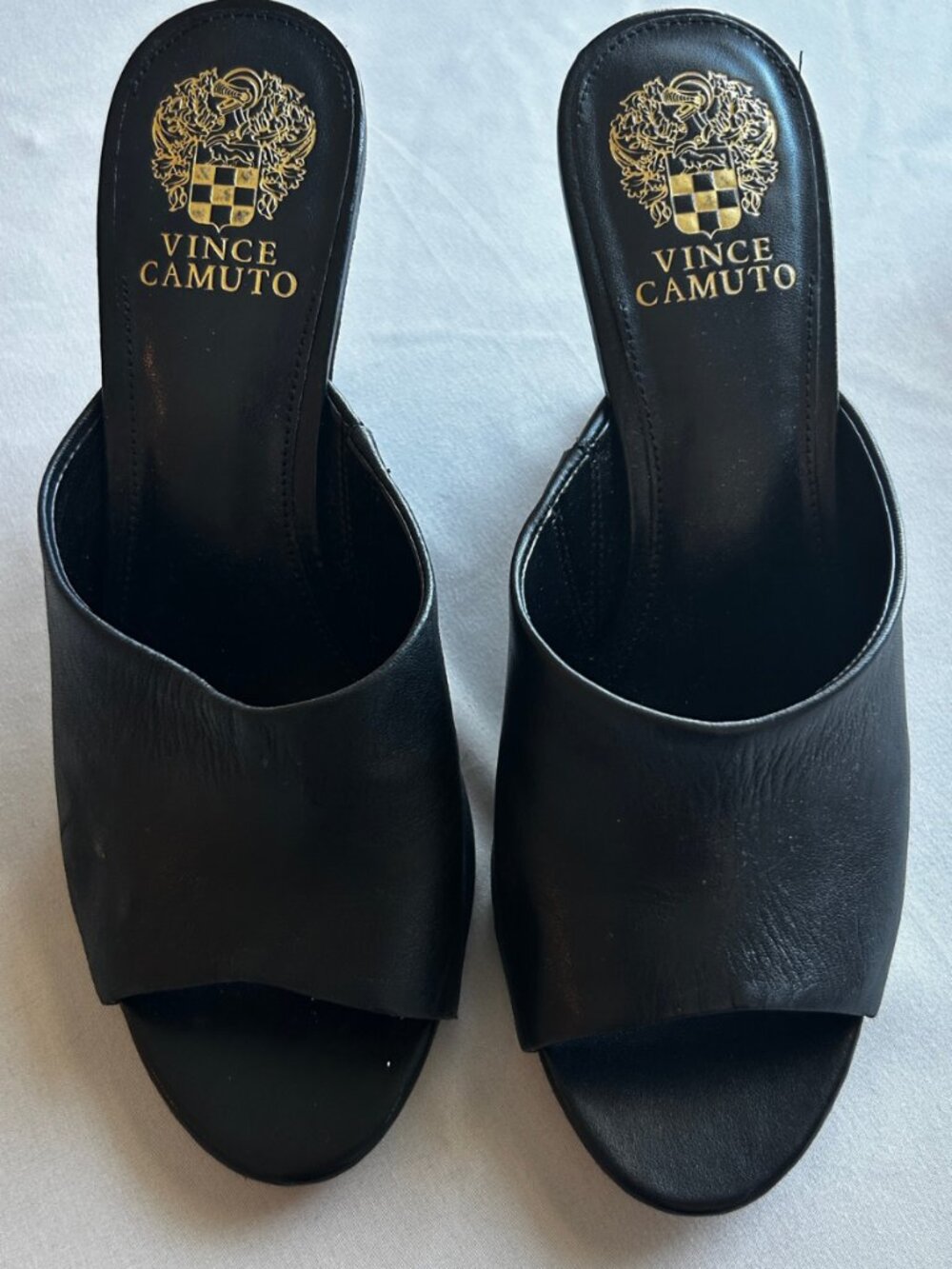 Vince Camuto Leather Wedge Mules | Size 8